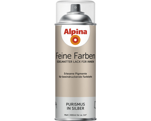 Peinture aérosol Alpina Feine Farben Purisme en argent argent 400 ml