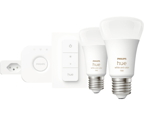 Kit de démarrage Philips Hue avec deux ampoules, pont et variateur