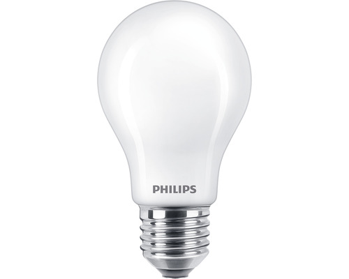 Ampoule LED à intensité lumineuse variable A60 mat E27/7,2W(75W) 1055 lm 2200- 2700 K blanc chaud Warm Glow Logo Philips sur une ampoule LED