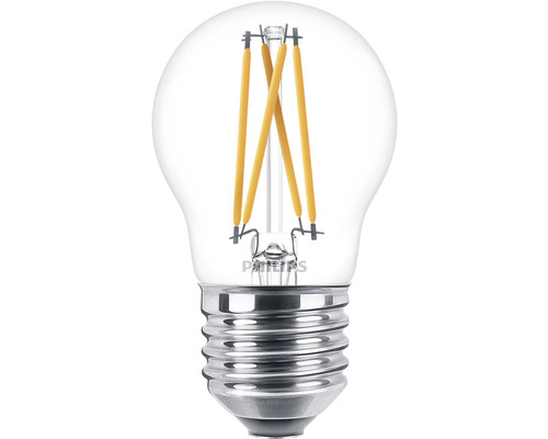 Ampoule sphérique LED fonction de variation P45 transparente E27/3,4W(40W) 470 lm 2200- 2700 K blanc chaud Warm Glow