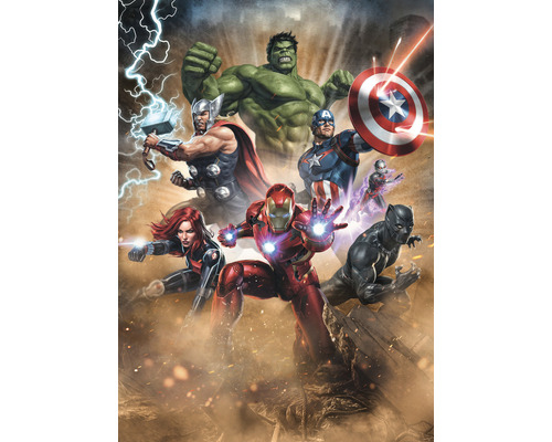 Papier peint panoramique intissé IADX4-079 Into Adventure Avengers Superpower 4 pces 200 x 280 cm
