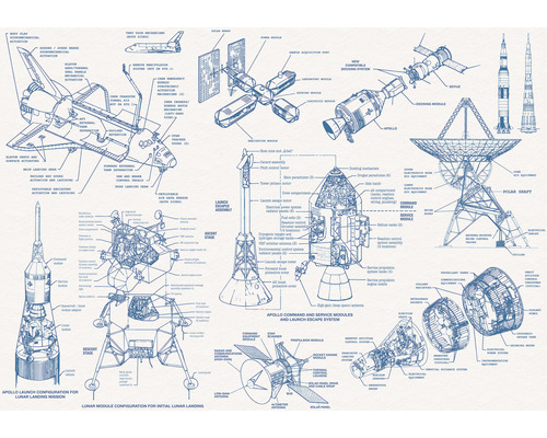 Papier peint panoramique intissé IAX8-0016 Into Adventure Spacecraft Architecture 8 pces 400 x 280 cm