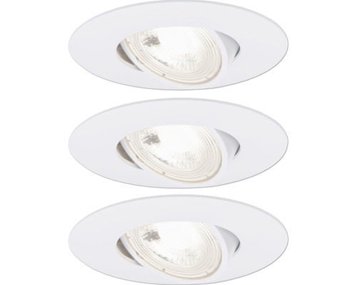 Ensemble de spots à encastrer LED 3x4,8W 3x450 lm 3000 K blanc chaud rond pivotant blanc Ø 82/75 mm 230 V