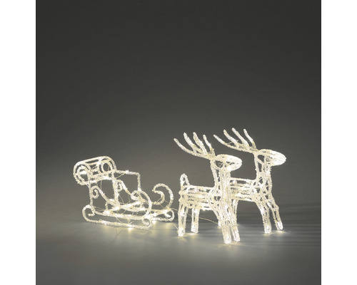 Figurine lumineuse Konstsmide LED acrylique chariot avec rennes 96 LED couleur d'éclairage blanc chaud