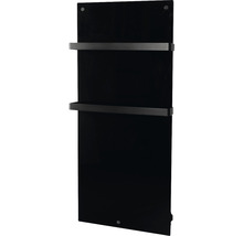 Sèche-serviettes noir avec deux porte-serviettes pour montage mural