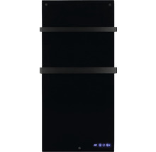 Sèche-serviettes noir avec deux supports et affichage numérique.