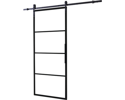 Schiebetür mit Stahlrahmen und horizontalen Sprossen