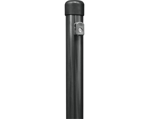 Zaunpfosten für Maschendrahtzäune 120 cm, Ø 3.8, Stahl roh, zinkphosphatiert, anthrazit-metallic kunststoffbeschichtet