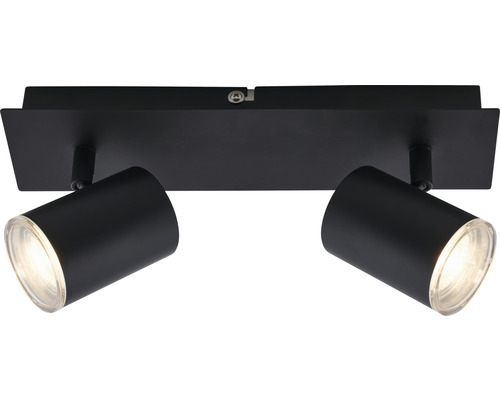 Éclairage à spot IP44 2 ampoules hxL 11,2x29 cm noir Plafonnier avec deux spots