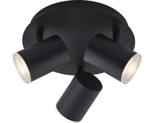 Deckenrondelle 3xGU10 5 W schwarz Schwarze Deckenleuchte mit drei Strahlern