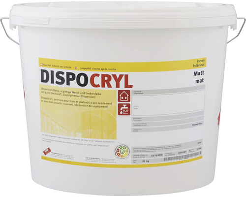 KABE Wand- und Deckenfarbe Dispocryl matt weiss 10 kg Eimer Dispersionsfarbe für Wände und Decken, matt