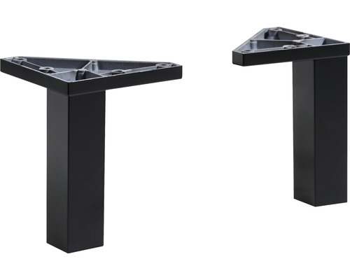 Set de pieds Pelipal 374 noir 2 pièces Deux pieds de meuble en métal
