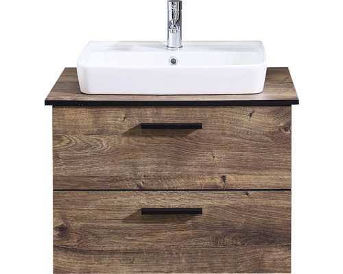 Waschbeckenunterschrank Pelipal 374 BxHxT 71x51x44 cm Frontfarbe eiche ribbeck Waschtischunterschrank mit Waschbecken und zwei Schubladen im Holzdekor
