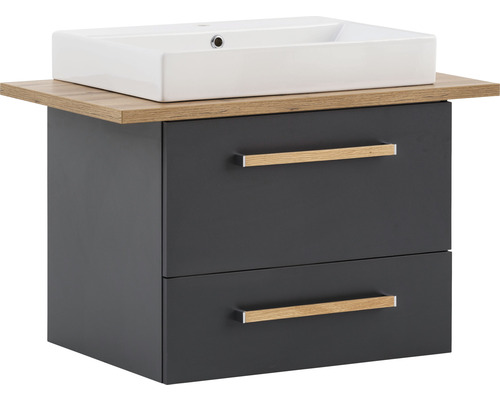 Meubles de salle de bains Möbelpartner Duo 82.2 cm anthracite/chêne 3 pièces