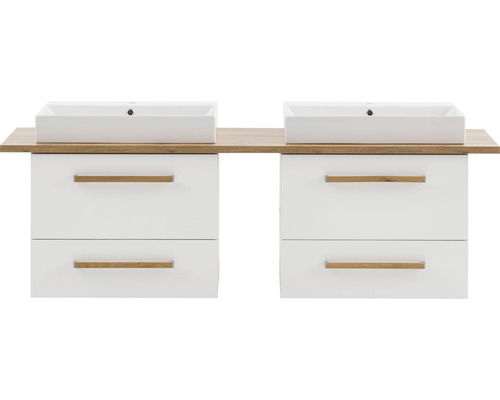 Meuble-lavabo double avec meuble sous-vasque et deux lavabos