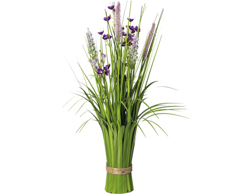 Plante artificielle bouquet d'herbe en fleurs h 48 cm violet