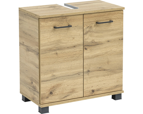 Waschbeckenunterschrank Möbelpartner Nora BxHxT 59.8x63.4x32.6 cm eiche landhaus Waschbeckenunterschrank mit zwei Türen und Füßen