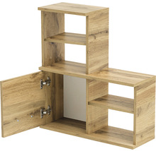 Étagère avec porte et compartiments ouverts