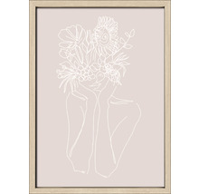 Gerahmtes Bild mit Frau und Blumenmotiv