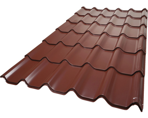 Tuile métallique PRECIT rouge oxyde RAL 3009 2510x1170x0,5 mm Tôle trapézoïdale pour toiture