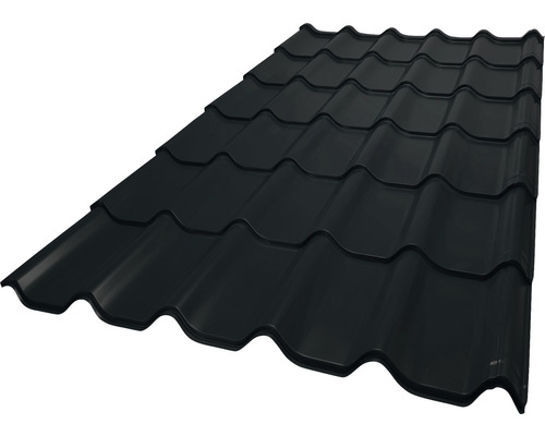 Tuile métallique PRECIT noir profond RAL 9005 4610 x 1170 x 0,5 mm