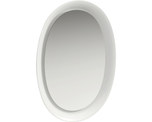 Miroir de salle de bains LED LAUFEN The New Classic blanc mat 50x70x8 cm 8384701 Miroir de salle de bain ovale avec cadre blanc