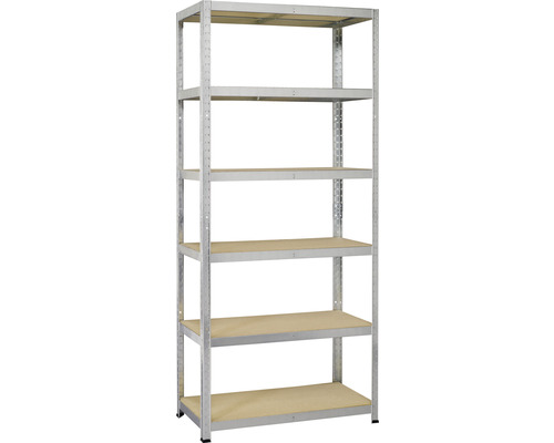 Avasco Schwerlast Steckregal Strong 175 verzinkt 196 x 100 x 40 cm 6 Holzböden Tragkraft 1050 kg Metallregal mit sechs Regalböden für Lagerung