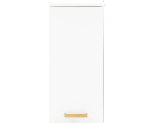 Armoire de cuisine blanche avec poignée en bois