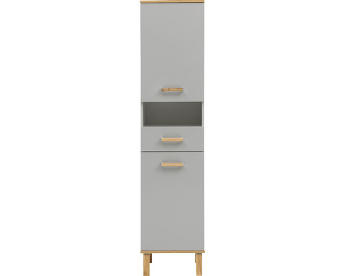 Armoire haute avec deux tiroirs et un compartiment ouvert