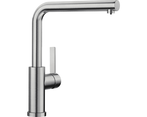 Robinetterie de cuisine basse pression avec mitigeur pour montage devant une fenêtre Blanco Lanora-F inox brossé 526181