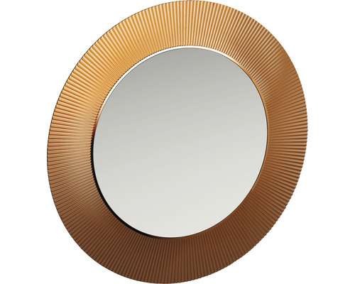 Miroir de salle de bains Laufen Kartell avec éclairage LED indirect rond 78 cm Miroir rond avec cadre strié