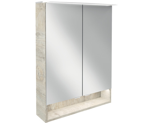 Armoire de toilette FACKELMANN B.style LED lxhxp 60x80.9x23.1 cm nature oak Armoire de toilette avec deux portes et étagère