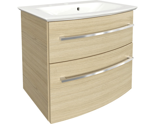 Lavabo avec meuble bas FACKELMANN B.Style lxhxp 63.2x54.3x46 cm couleur de façade chêne sable 84401