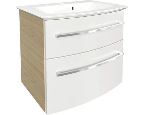 Ensemble lavabo et meuble FACKELMANN B.Style 63.2 cm sable chêne/blanc 2 pièces