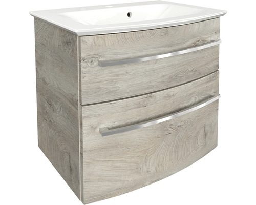 Lavabo avec meuble bas FACKELMANN B.Style lxhxp 63.2x54.3x46 cm couleur de façade natural oak 84407