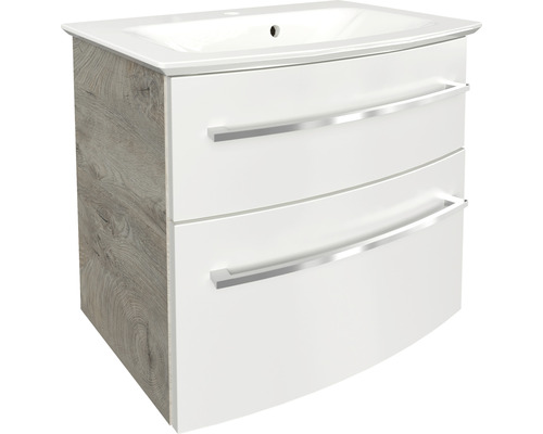 Waschbecken mit Unterschrank FACKELMANN B.Style BxHxT 63.2x54.3x46 cm Frontfarbe weiss 84408