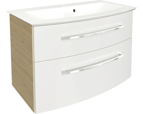 Ensemble lavabo et meuble FACKELMANN B.Style 83.2 cm sable chêne/blanc 2 pièces