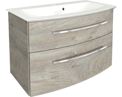 Lavabo avec meuble bas FACKELMANN B.Style lxhxp 83.2x54.3x47.8 cm couleur de façade natural oak 84417