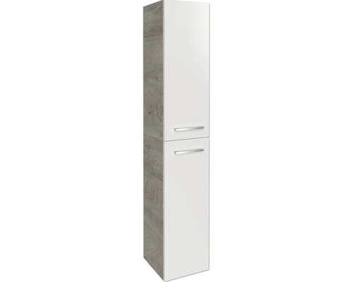 Hochschrank FACKELMANN B.Style links BxHxT 30x162x31.6 cm natur oak/weiss Hochschrank für Badezimmer mit zwei Türen und Griffen
