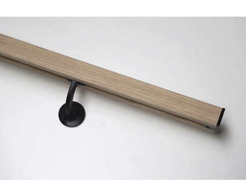 Main courante en bois avec support noir