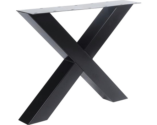 Piètement de table en X noir revêtu par poudre 1 kit = 2 pièces 720 x 780 mm