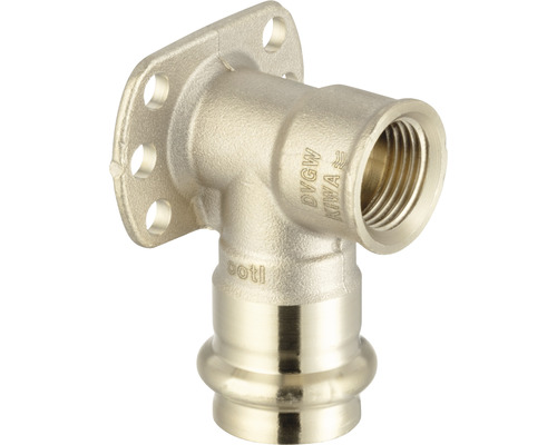 Raccord à sertir Viega Sanpress raccord à fixation murale 22 x 1/2" 335229 Raccord coudé avec bride, raccord pour sanitaire et chauffage