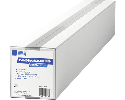 Bandes de rive Knauf laine minérale pour chape 1200 x 100 mm paquet = 10 pces