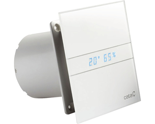 Badventilator CATA E120 GTH Ø 120 mm weiss Cata Badlüfter mit digitaler Anzeige von Temperatur und Luftfeuchtigkeit