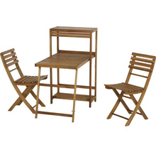 Ensemble de jardin en bois avec table pliante et deux chaises pliantes