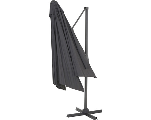 Parasol déporté fermé avec pied en croix pour le jardin