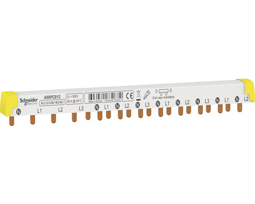 Peigne de raccordement Schneider Electric FI 3P+N 80A 12 modules gauche isolé L 218mm