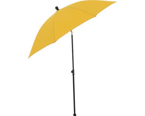 Gelber Sonnenschirm mit schwarzem Gestell