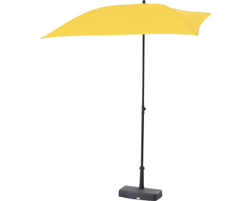 Parasol jaune avec pied noir pour l''extérieur