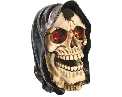 Figurine de crâne de Grim Reaper avec yeux LED